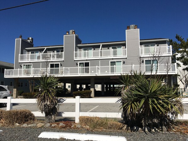 Front of Building. Unit is the Third from the left or right side of the photo.