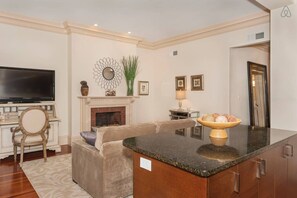 Another view of Living Room and Kitchen Island