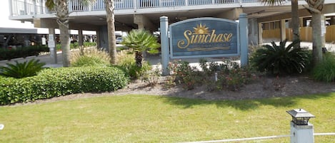 Sunchase is 1 1/2 miles from main intersection, easy walking to restaurants,ect 