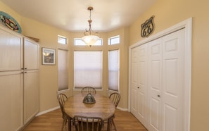 Enjoy your coffee in the kitchen's breakfast nook.