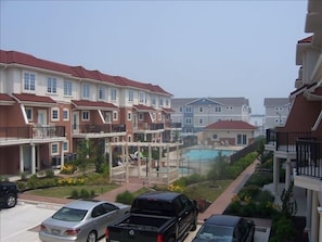 Beautiful View of Pool,Jacuzzi and Gardens from Back Deck Furnished for 4 People