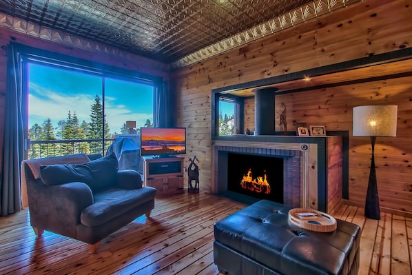 Walls and floors of pine with stunning tin ceilings.