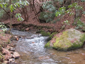 Sounds of the stream can always be heard all around the property.