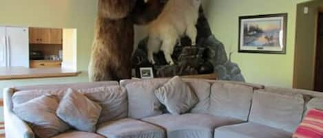 Enjoy our Kodiak Bear and Mountain Goat right in the living room.  