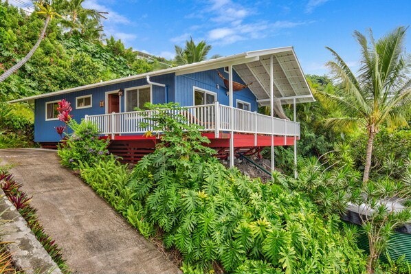 Wide angle view of the house.  We now have security lighting on side of lanai.