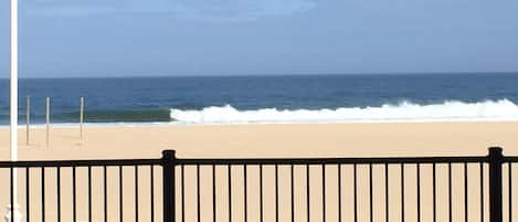 Looking over the boardwalk to the beach from our deck 8 steps down to Boardwalk.