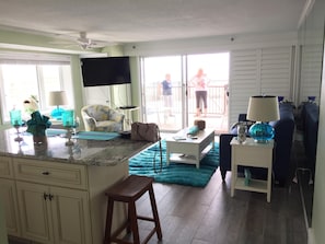 Finished living room and kitchen island looking to beach and Boardwalk 5/16/2015