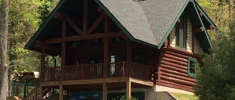 Front of log cabin-view from lake