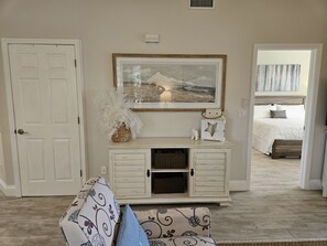 Primary bedroom is just off of the family room.