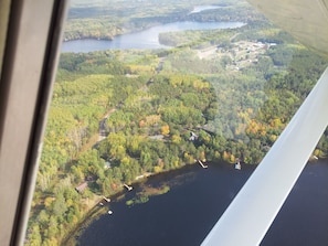 The Nut House is the green roof in the middle. Dunn Lake is seen at the top.