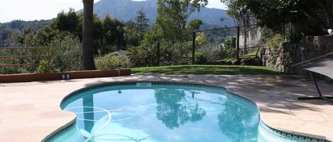 pool area and view of Mt Tamalpais!
