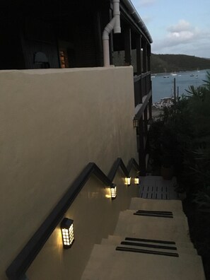 Private Lit Staircase with Solar Lights & Motion Sensor Lights