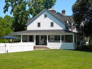 Back porch, yard and pool area