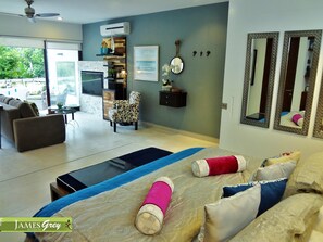 Bedroom walls slide closed or leave open to enjoy the view to the golfcourse