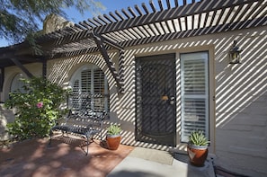 Front entrance with small private patio