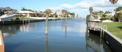 Peering east past our pier to Sarasota Bay.  If you have a boat, bring it!