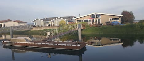 Arriving at the Z-Resort via boat in the canal at Mariner's Cove