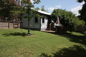 Huge fully fenced back yard with deck and BBQ