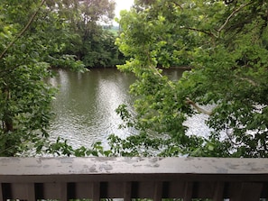 River Porch overlooking the river. Entrance to cabin just behind this.