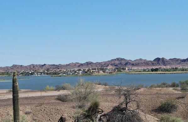 View of Martinez Marina and lake from deck.