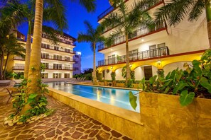 Pool area at night