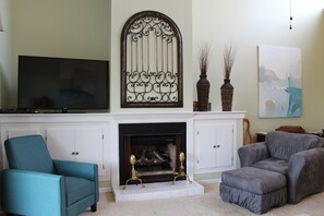 Living room with gas logs