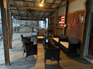 Deck to seat 8 with 3 ceiling fans