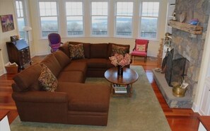 Our large living room has a new couch. Lay back with a nice fire in the evening