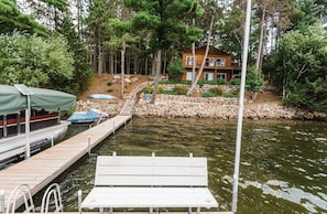 View from end of dock toward cabin.