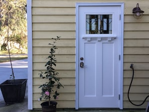 Your own private entrance next to your parking space takes you one flight up.
