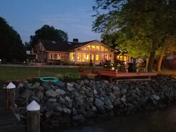 VIEW OF HOUSE AT NIGHT - FROM DOCK