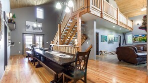 Whether you're enjoying a casual meal or a more formal gathering, this dining room is the perfect place to dine with family and friends. Located just steps from the kitchen serving bar it makes serving and clean up a pleasure.