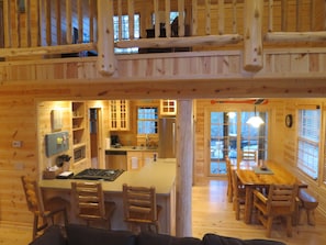 View of extended loft above main living area.