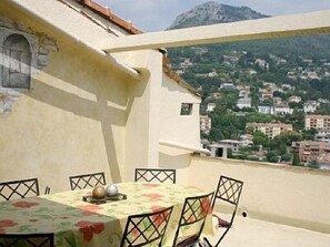 The terrace with table and view