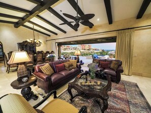 Large Living, Dining Room, Comfortable, Luxurious Furniture. Rich Tuscan Colors