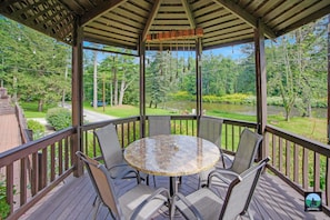 Gazebo overlooking the creek with seating for 4.  