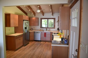 Remodeled kitchen with stainless steel appliances 