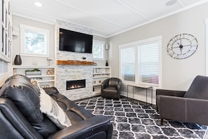 Comfy modern living room with fireplace
