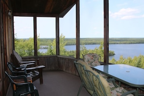 Looking north across Moose Lake in the BWCAW and Canada; large screen porch
