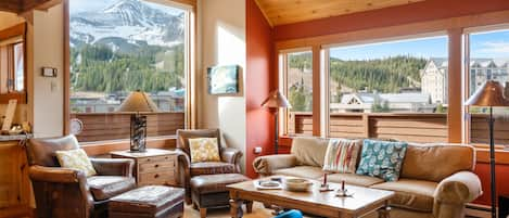 Living room with mountain views