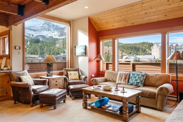 Living room with mountain views