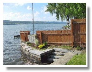 Steps from seawall into swimming area