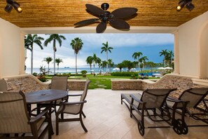 View of lower deck and ocean from Living room
 