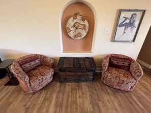 Reading nook across from open kitchen