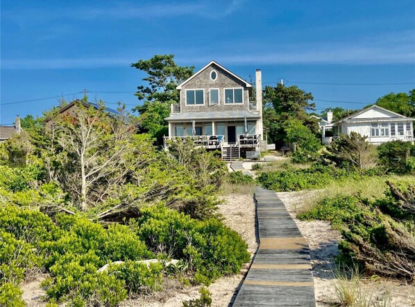 View of our home from the dunes and Long Island Sound.