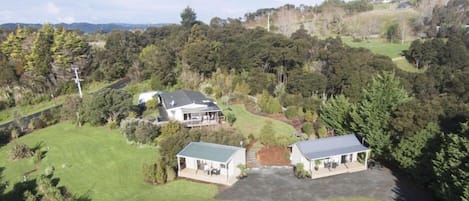 Aerial view of both cottages
