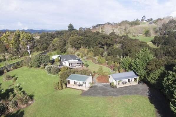 Aerial view of both cottages