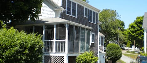 Backyard view of screened porch