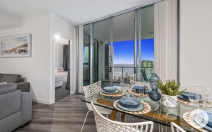 Share sumptuous meals with the family in this sophisticated dining area