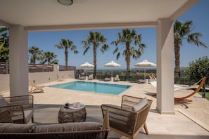 Lounge in comfort with shaded seating areas.